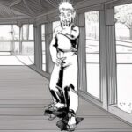 Martial artist in San Ti stance practicing standing meditation under a covered park pavilion.